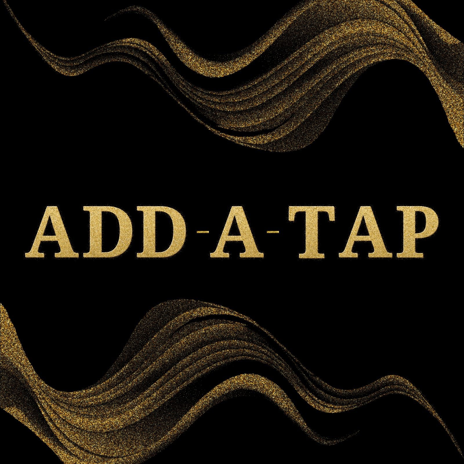 Add-A-Tap word logo with gold swirls